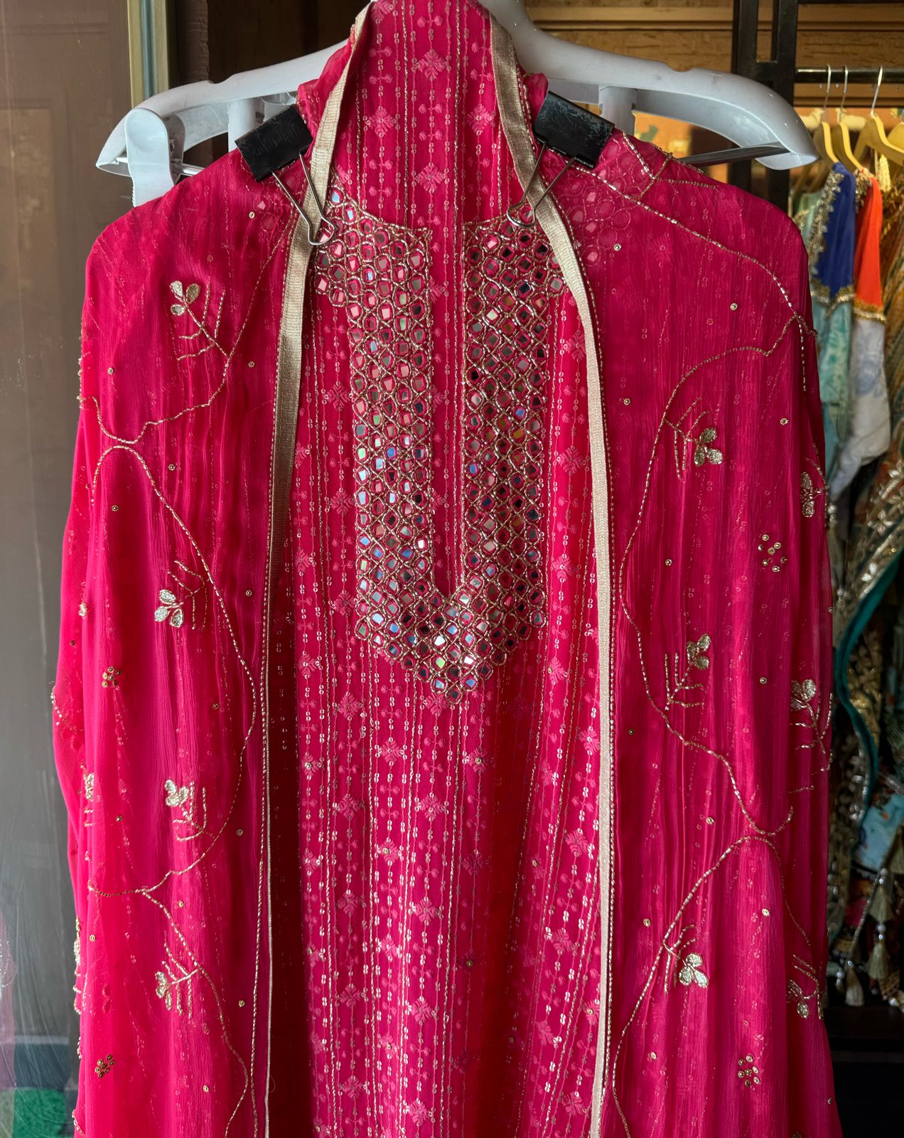 Pure Georgette Lakhnavi shirt (Unstitched) with thread